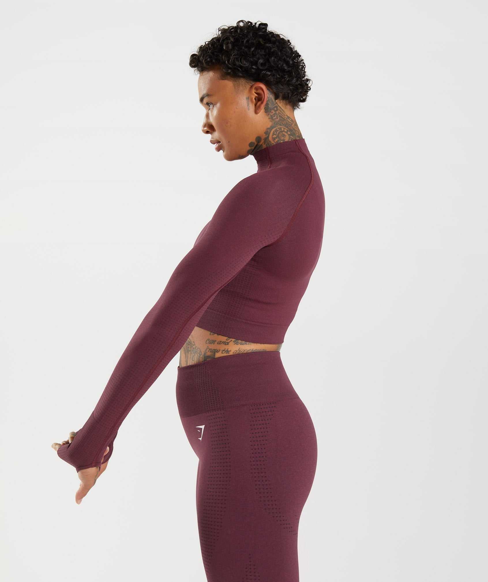 Gymshark Vital Seamless 2.0 High Neck Midi Topjes Bordeaux | JGUB73850