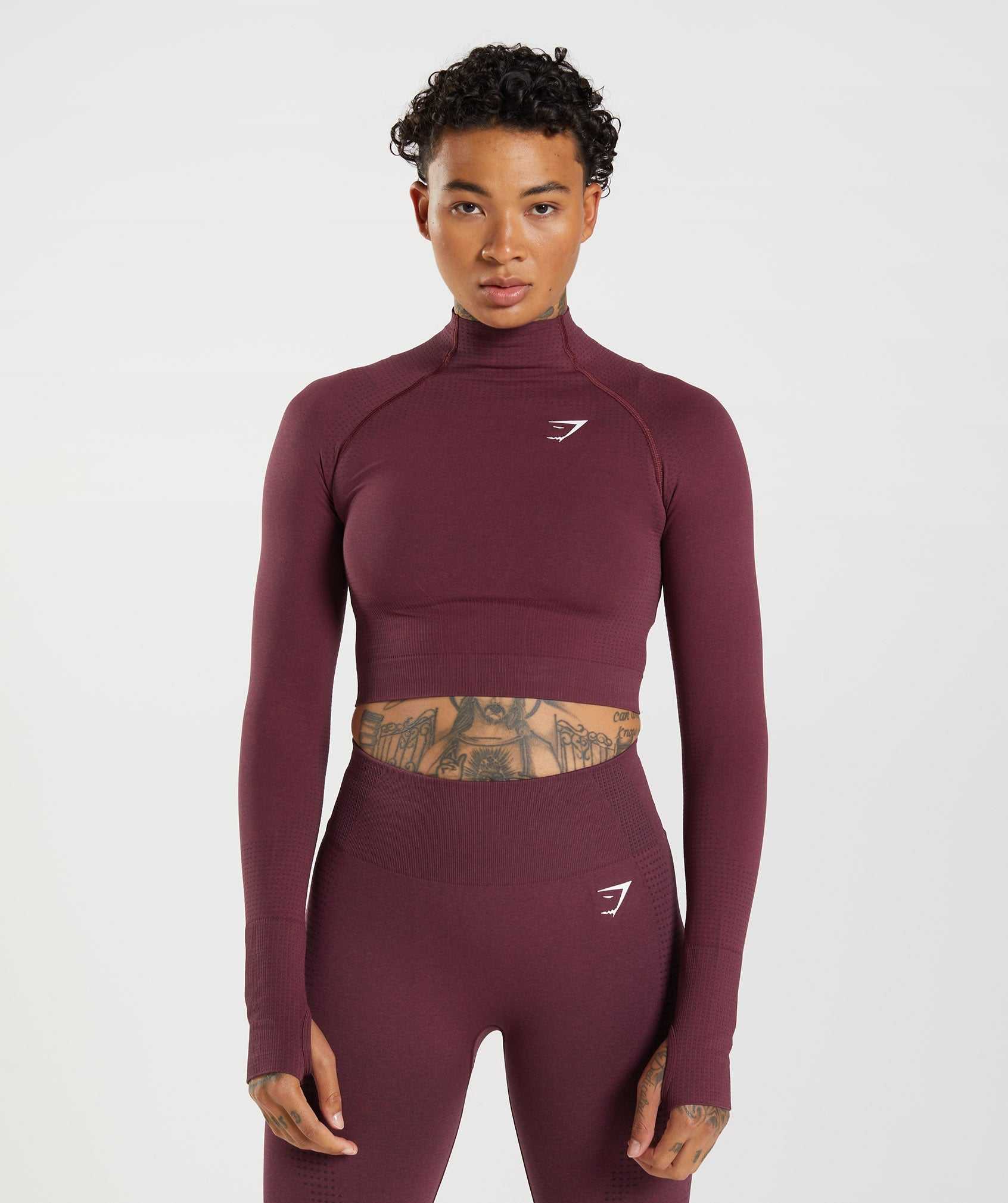 Gymshark Vital Seamless 2.0 High Neck Midi Topjes Bordeaux | JGUB73850