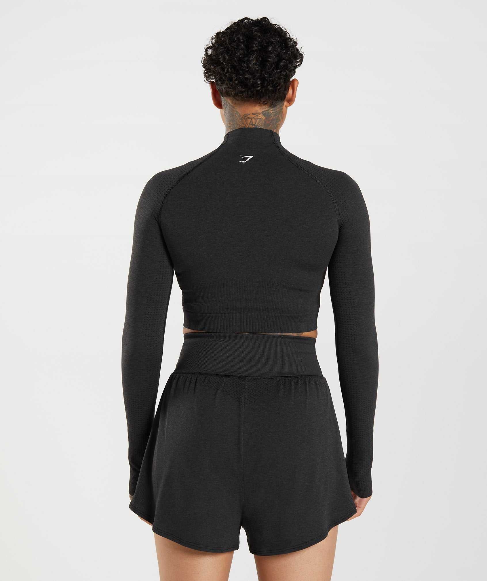 Gymshark Vital Seamless 2.0 High Neck Midi Topjes Zwart | WPAV47806