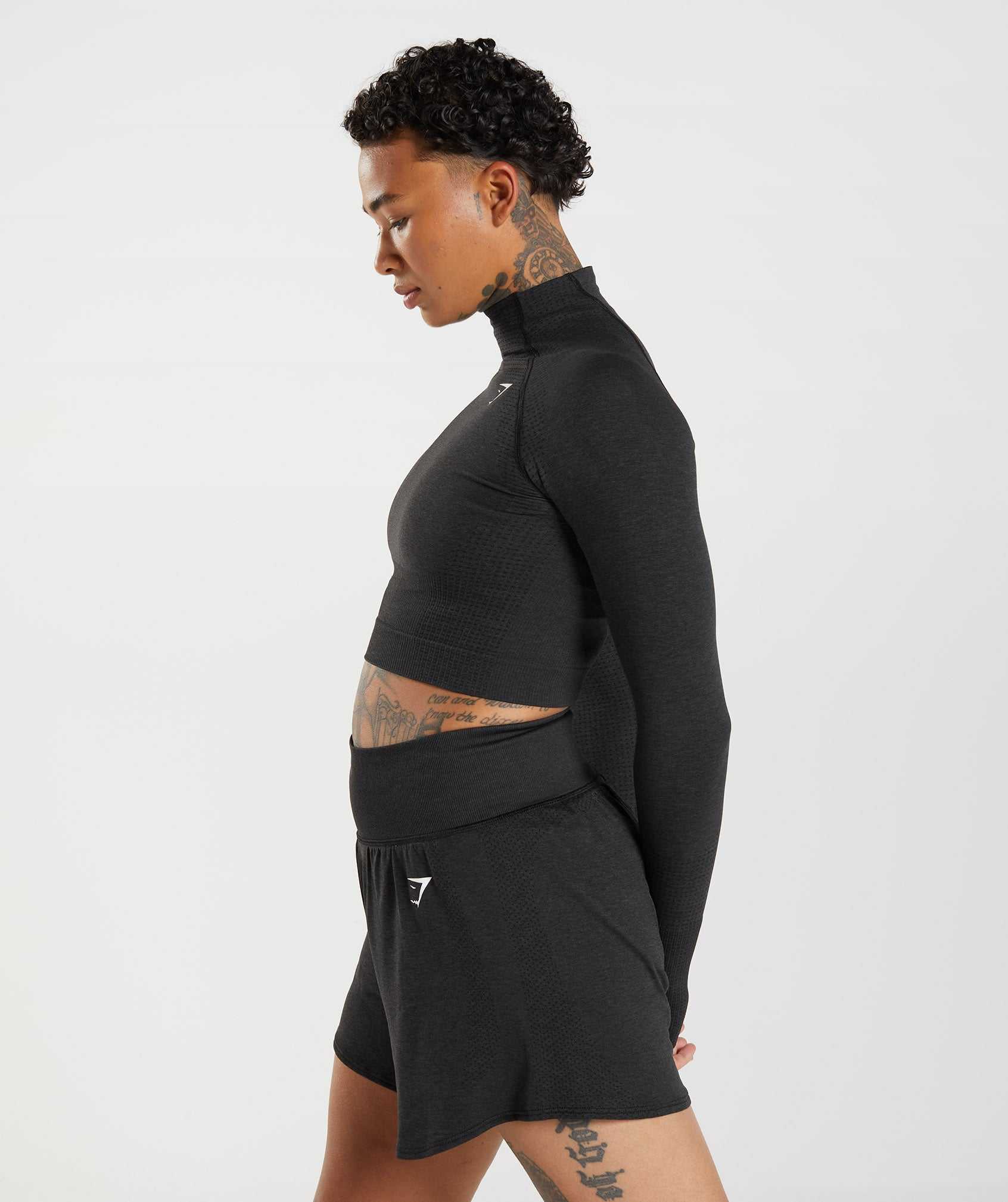 Gymshark Vital Seamless 2.0 High Neck Midi Topjes Zwart | WPAV47806