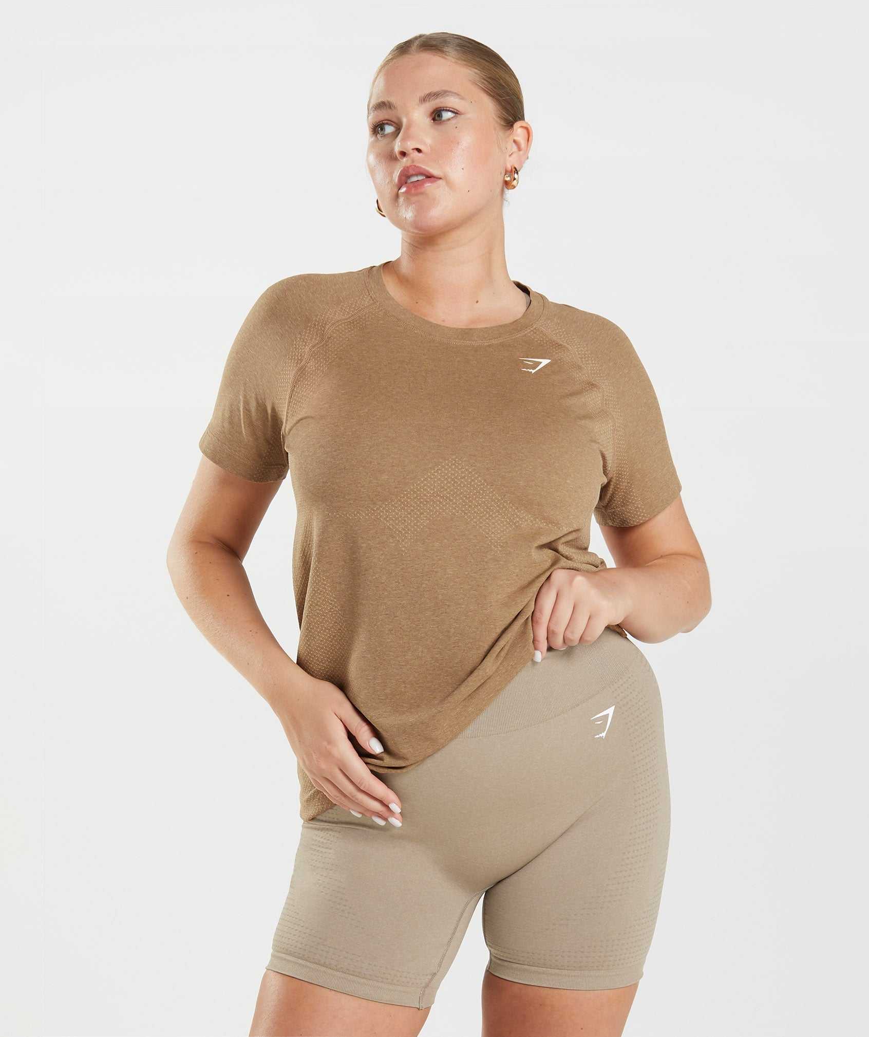 Gymshark Vital Seamless 2.0 Light T-shirts Beige | JHOV30569