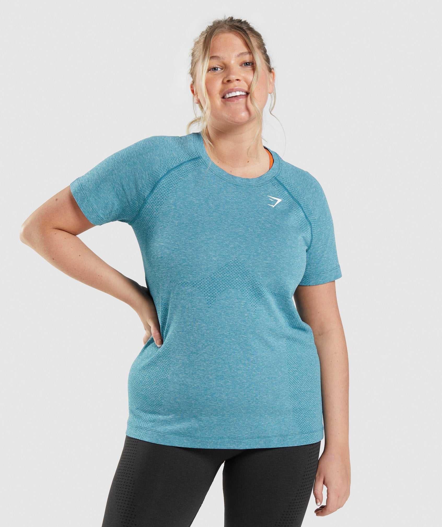 Gymshark Vital Seamless 2.0 Light T-shirts Turquoise | MEPT49732