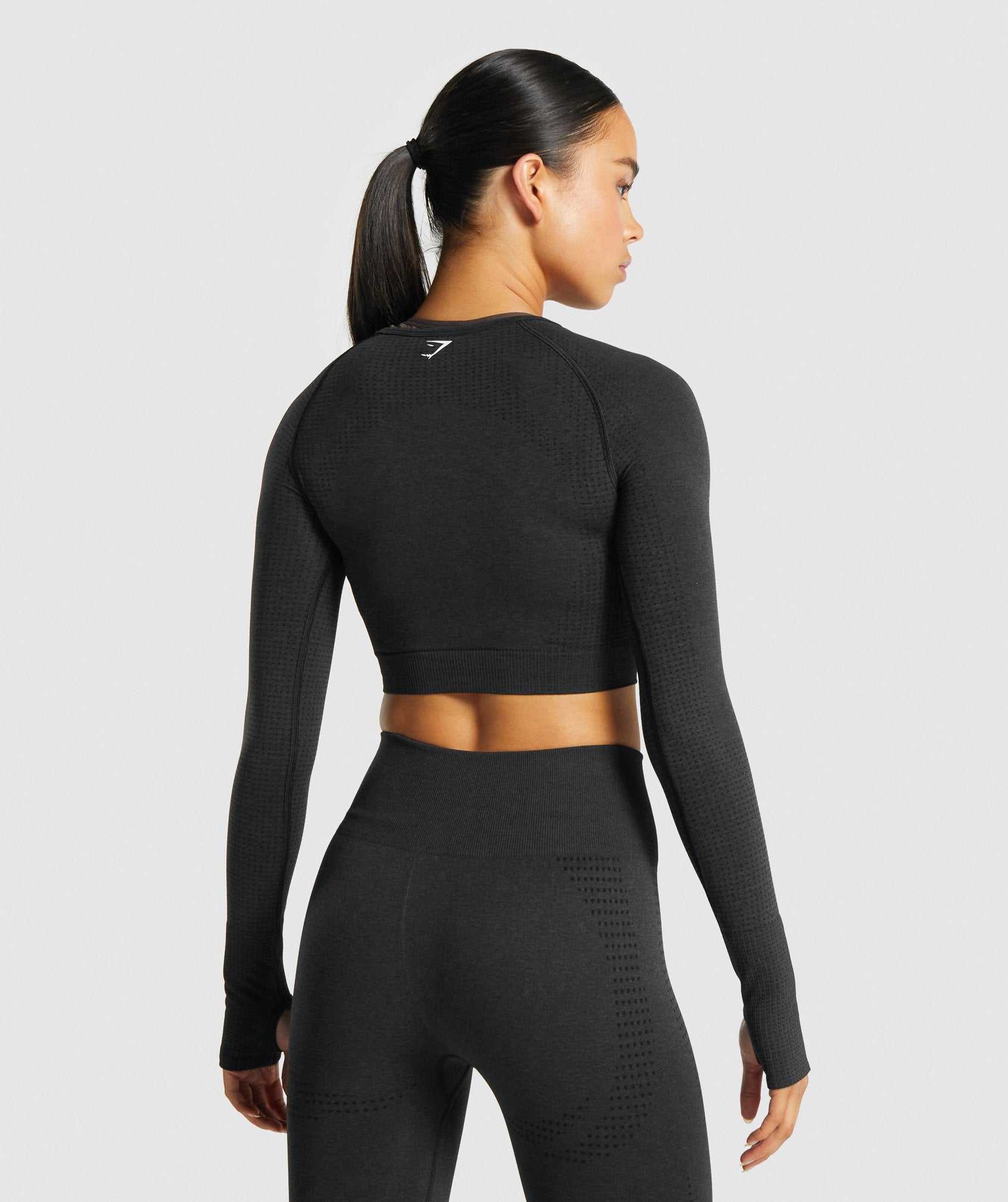 Gymshark Vital Seamless 2.0 Long Sleeve Crop Topjes Zwart | EFWM65402