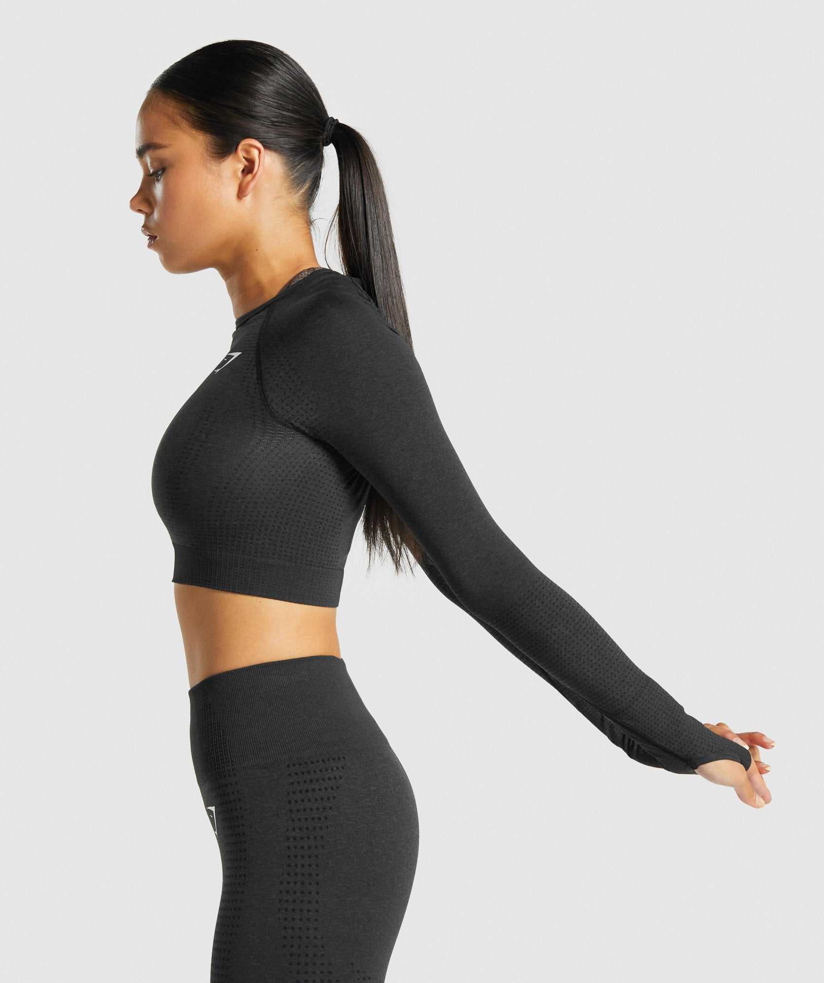 Gymshark Vital Seamless 2.0 Long Sleeve Crop Topjes Zwart | EFWM65402