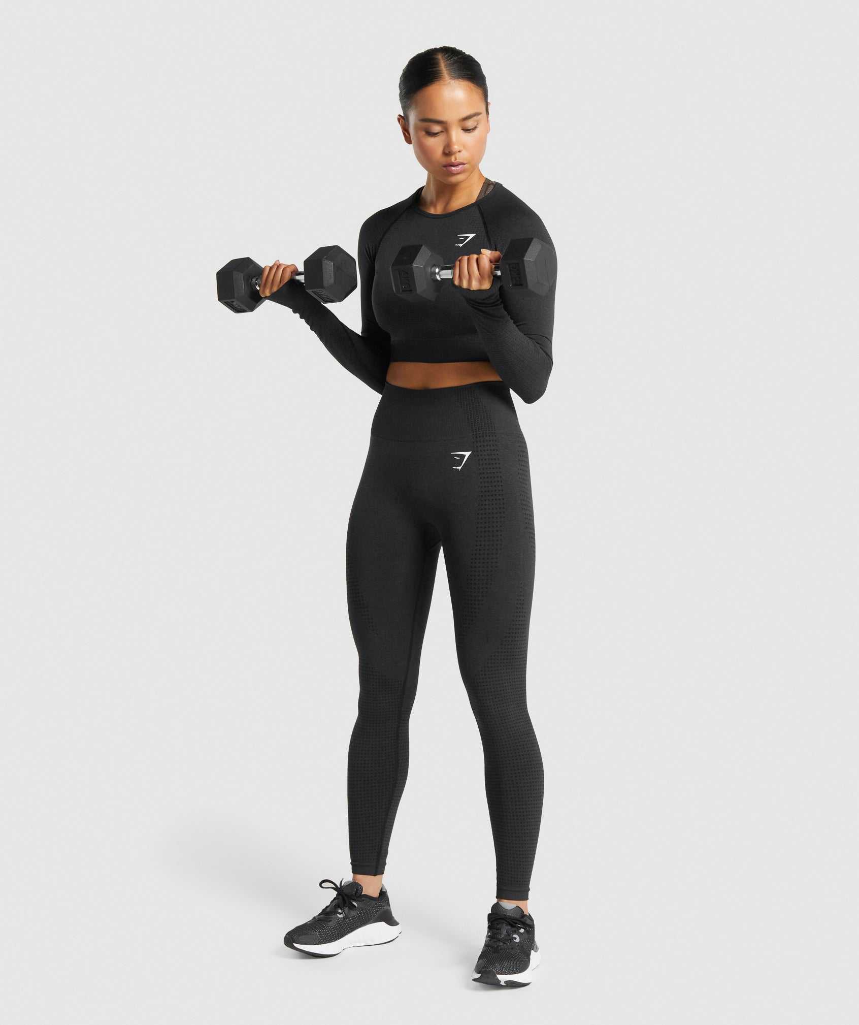 Gymshark Vital Seamless 2.0 Long Sleeve Crop Topjes Zwart | EFWM65402