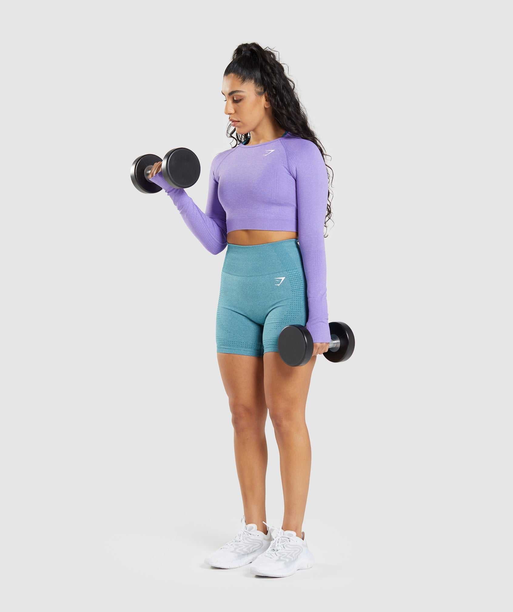 Gymshark Vital Seamless 2.0 Long Sleeve Crop Topjes Lichtpaars | FQTB31749