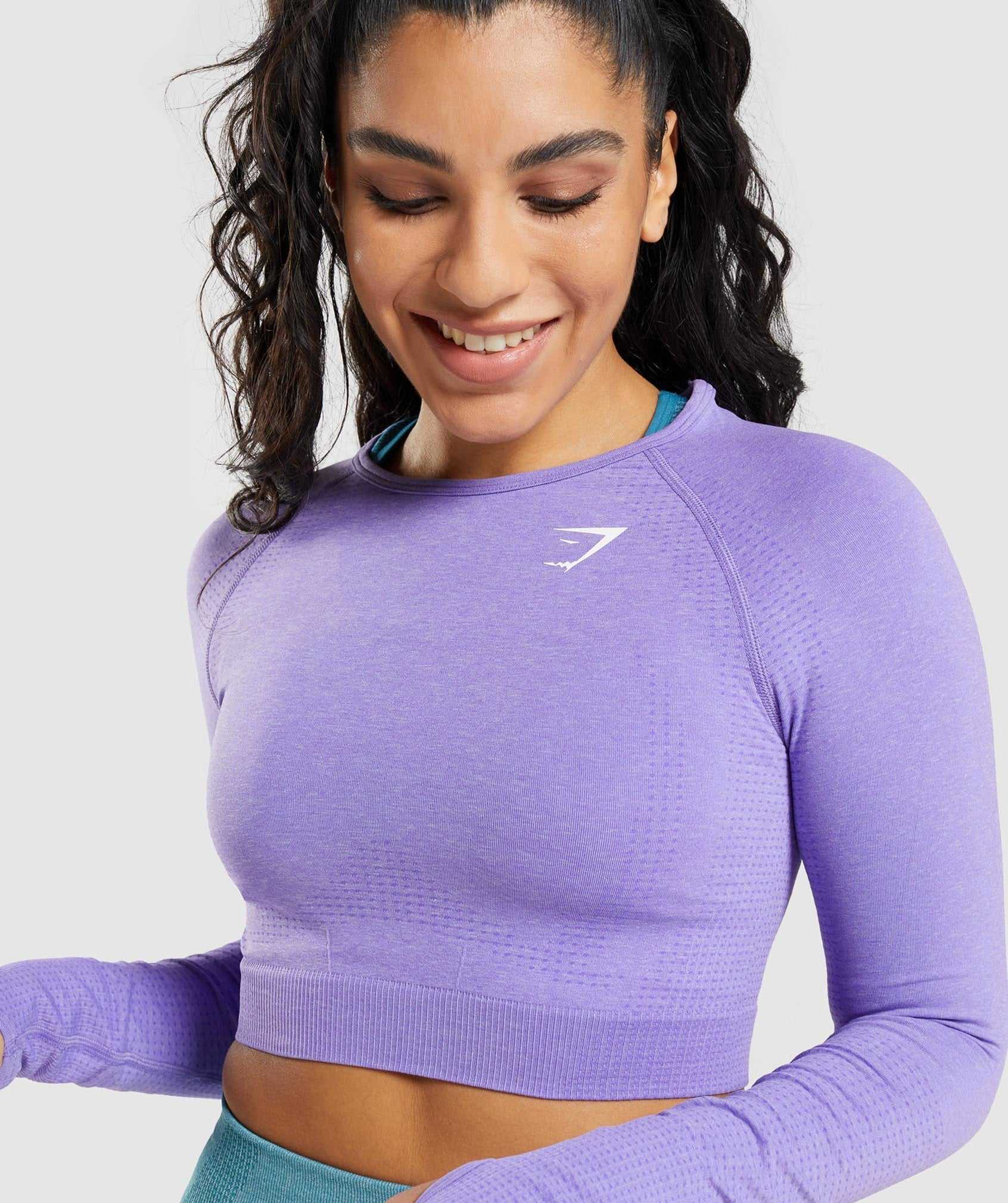 Gymshark Vital Seamless 2.0 Long Sleeve Crop Topjes Lichtpaars | FQTB31749