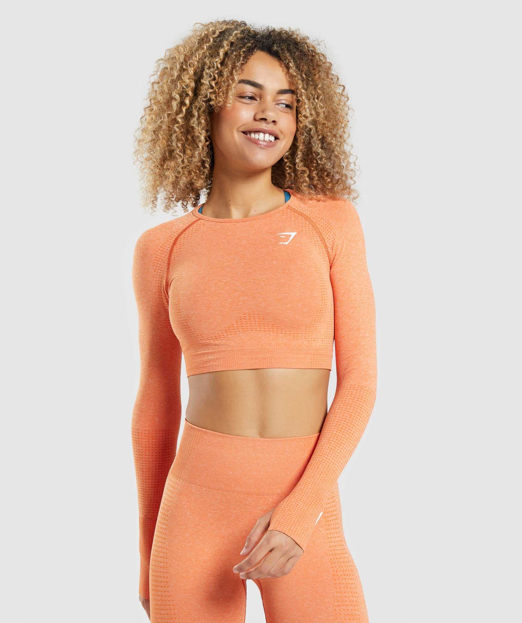 Gymshark Vital Seamless 2.0 Long Sleeve Crop Topjes Abrikoos Oranje | MWNR53172