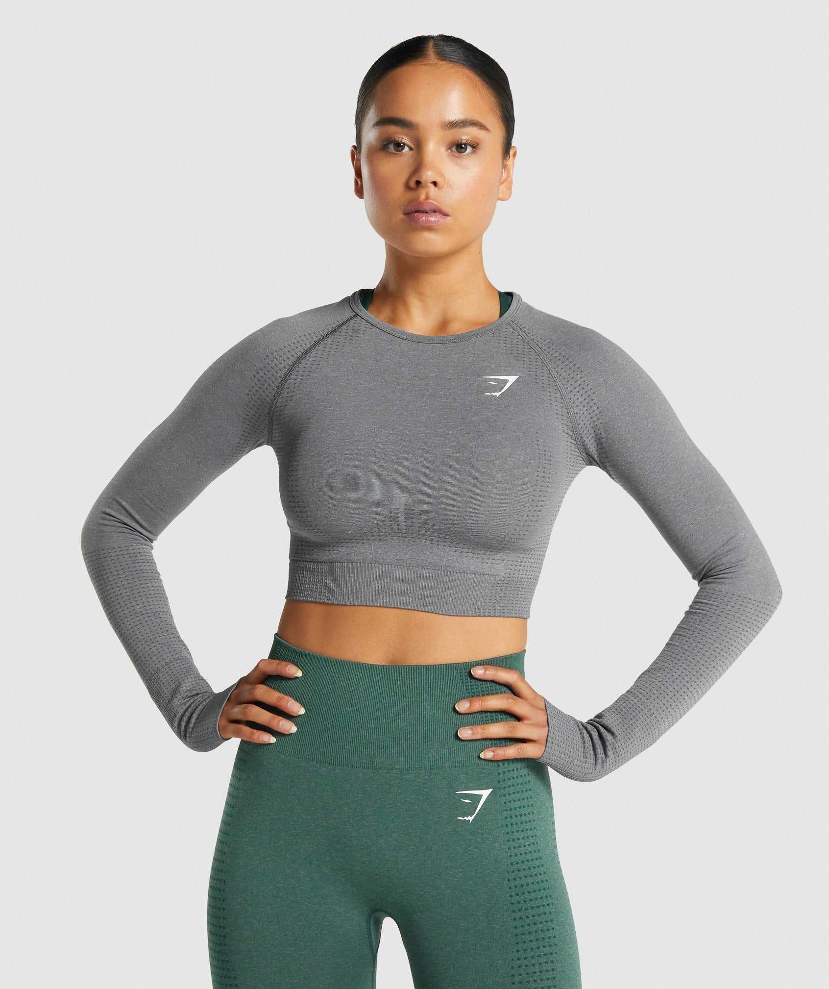 Gymshark Vital Seamless 2.0 Long Sleeve Crop Topjes Grijs | PSOE57610