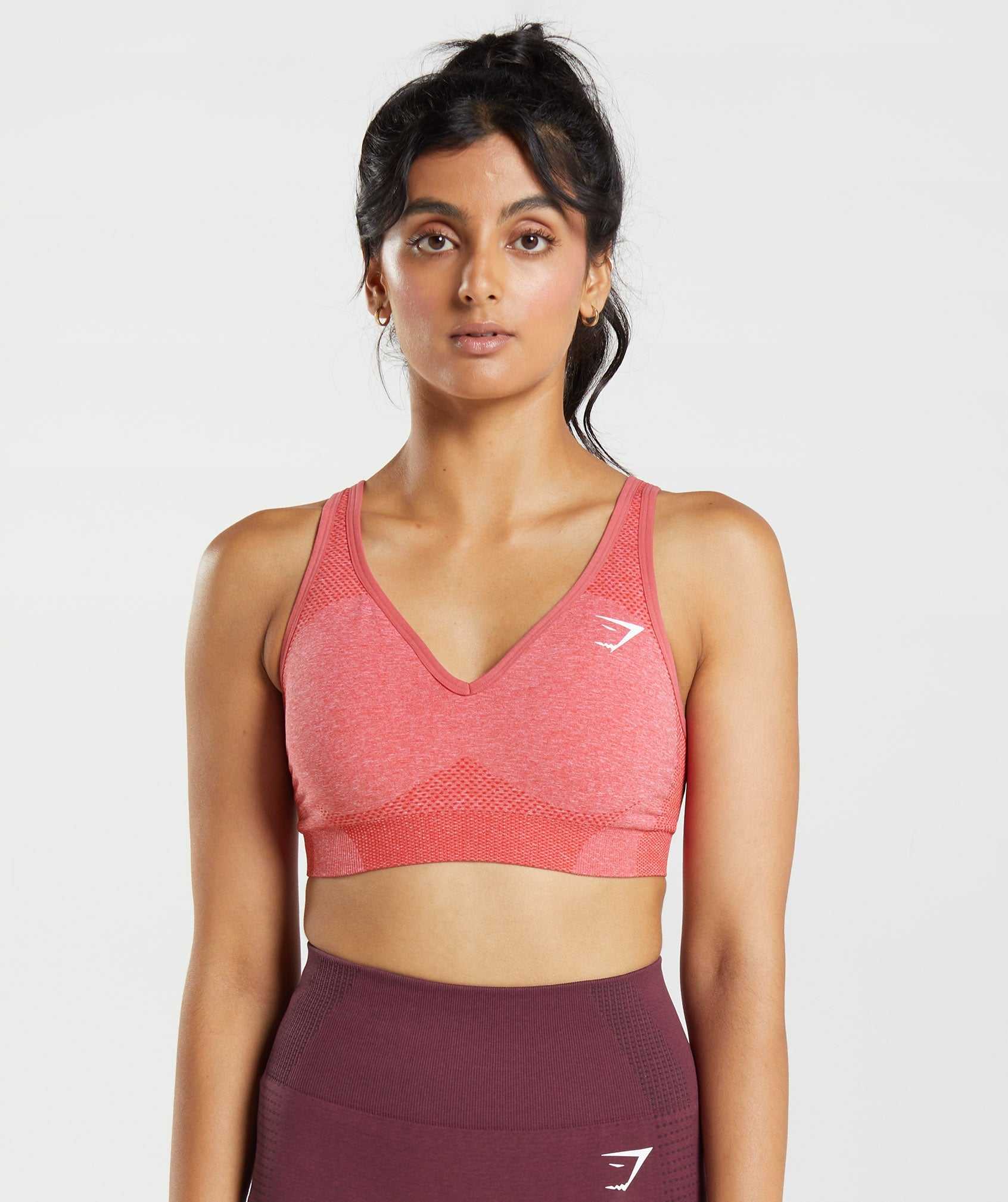 Gymshark Vital Seamless 2.0 V Neck Sport Bh Rood | AFSM40185