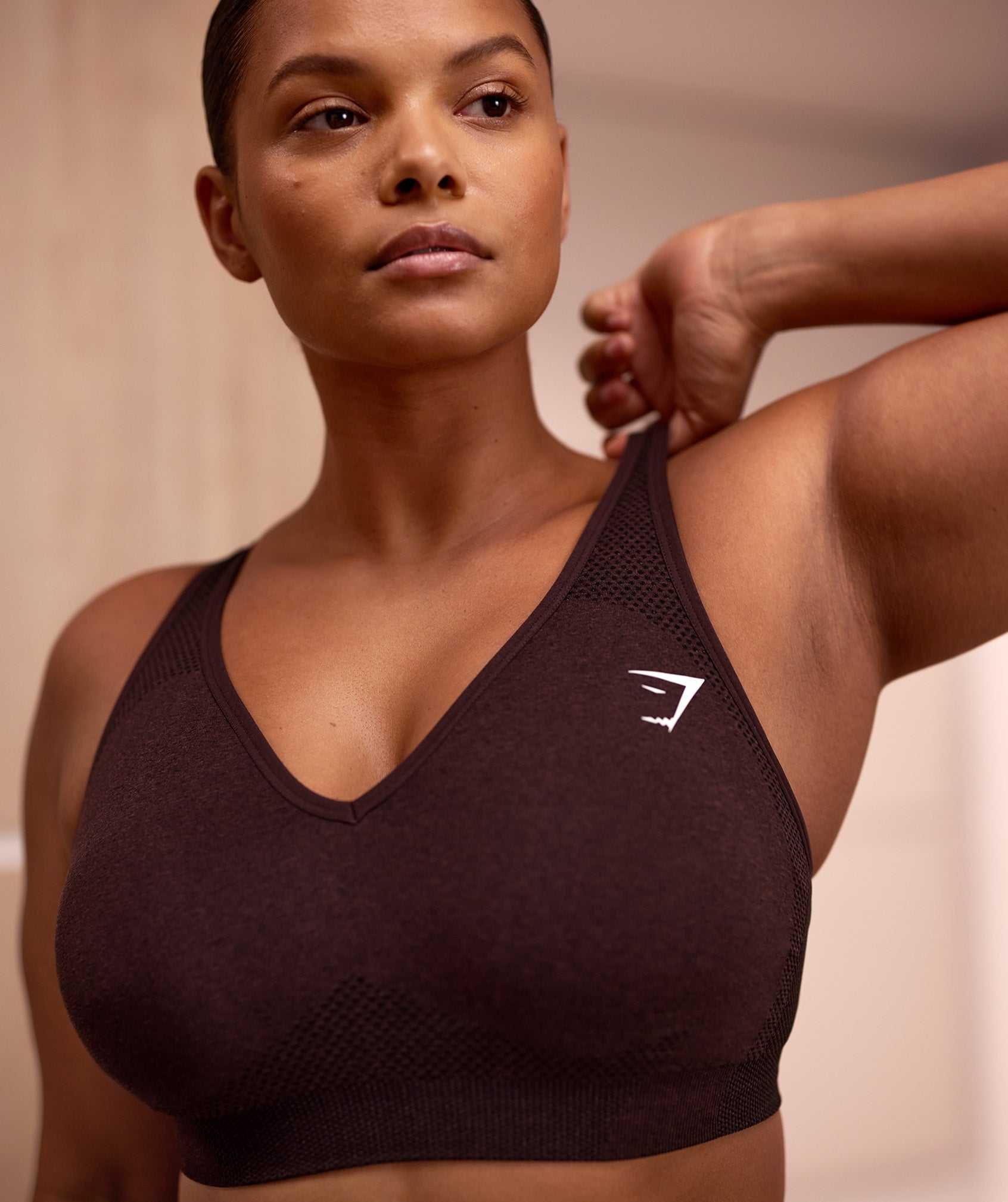 Gymshark Vital Seamless 2.0 V Neck Sport Bh Roze Bruin | VDEJ75196