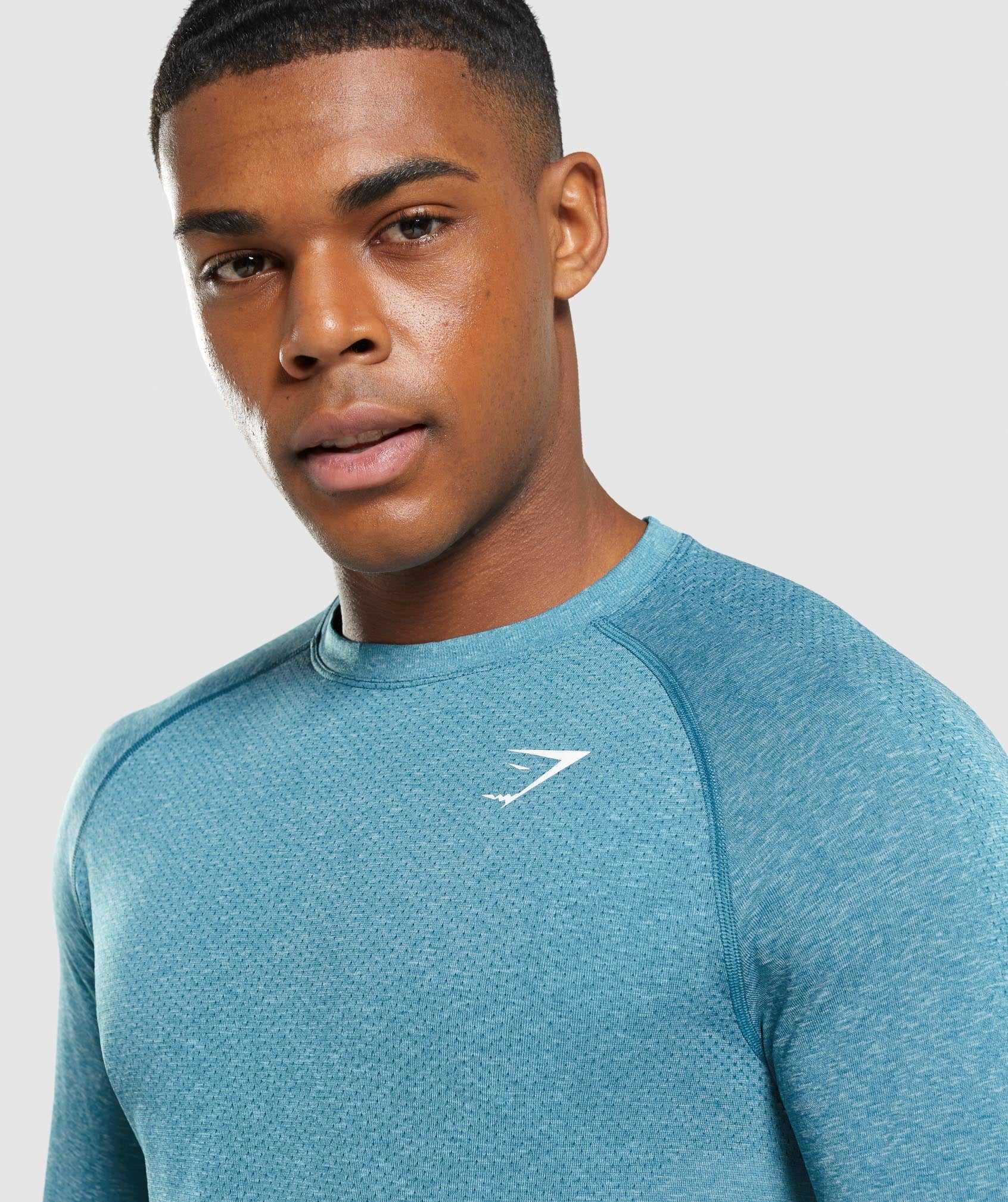 Gymshark Vital Seamless Light Long Sleeve T-shirts Turquoise | LIOK96814