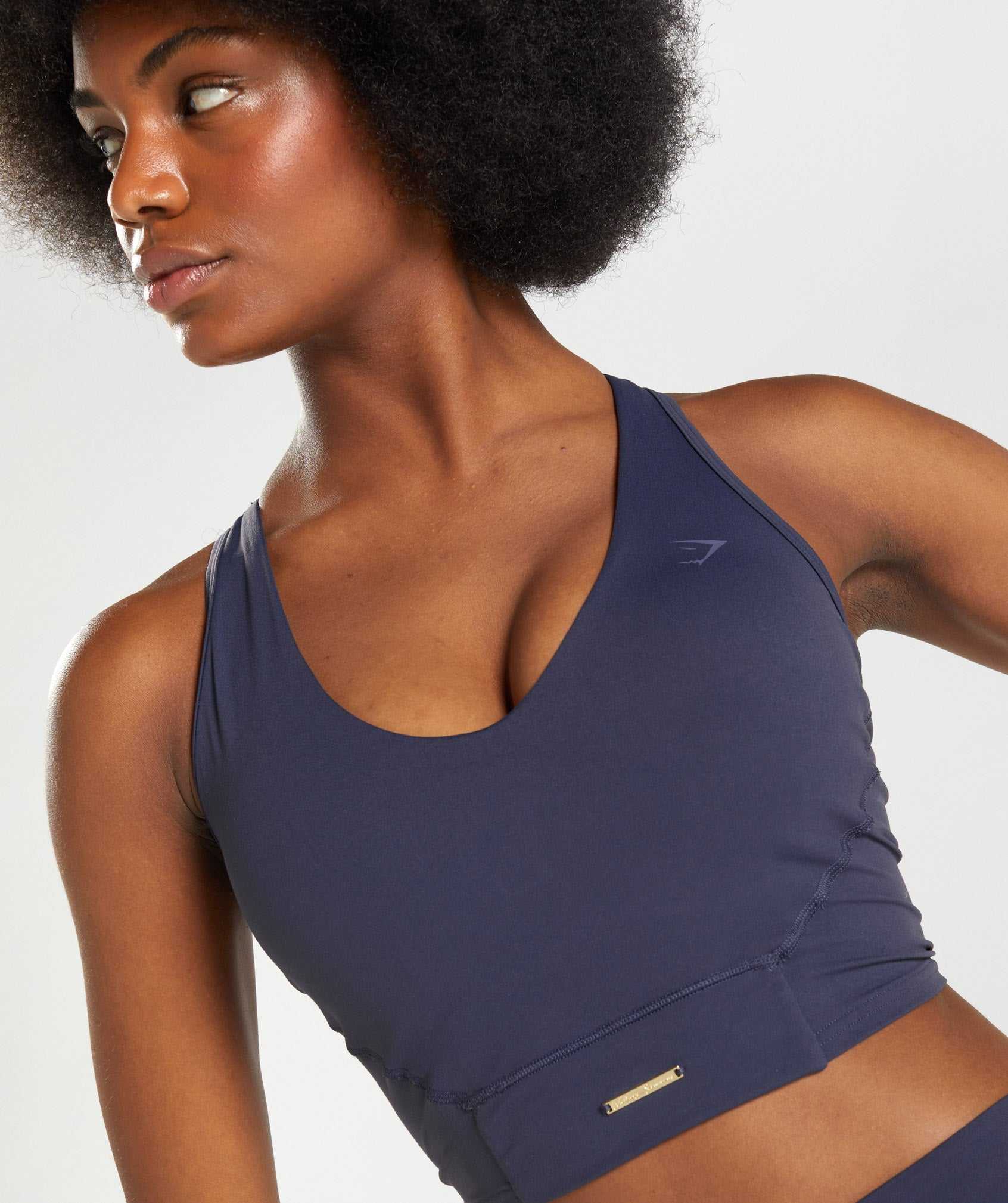 Gymshark Whitney Crop Tanktop Indigo Donkerblauw | FOCS73982