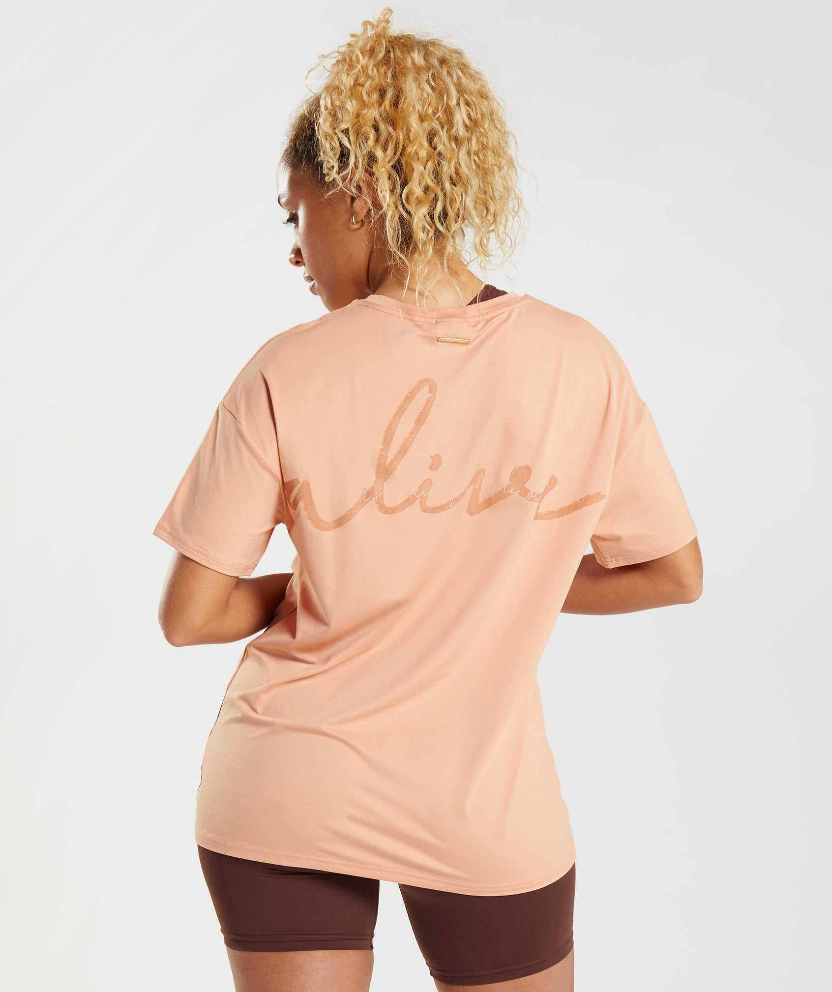 Gymshark Whitney Oversized T-shirts Beige | KXHD31086