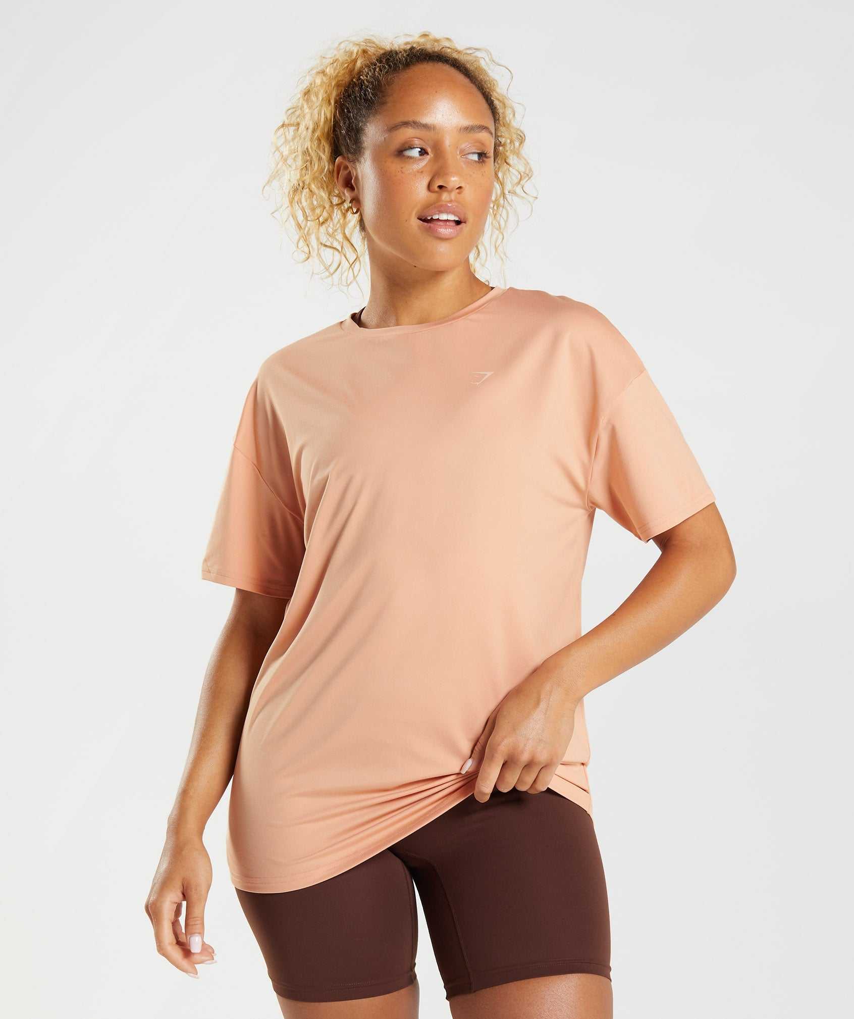 Gymshark Whitney Oversized T-shirts Beige | KXHD31086