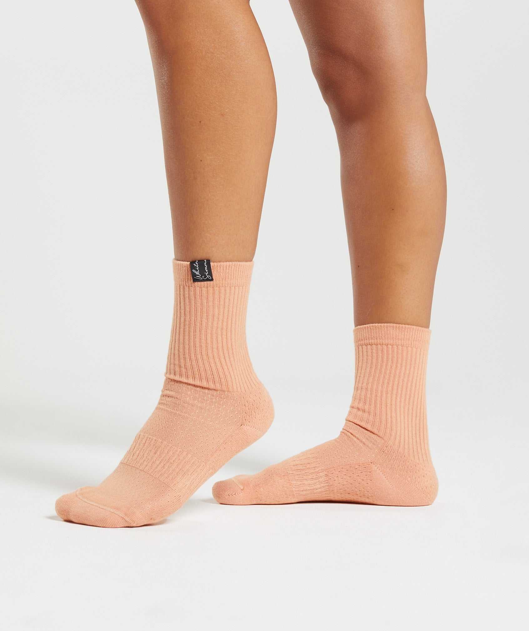 Gymshark Whitney Tab Crew Socks 1pk Accessoires Beige | USLT42538