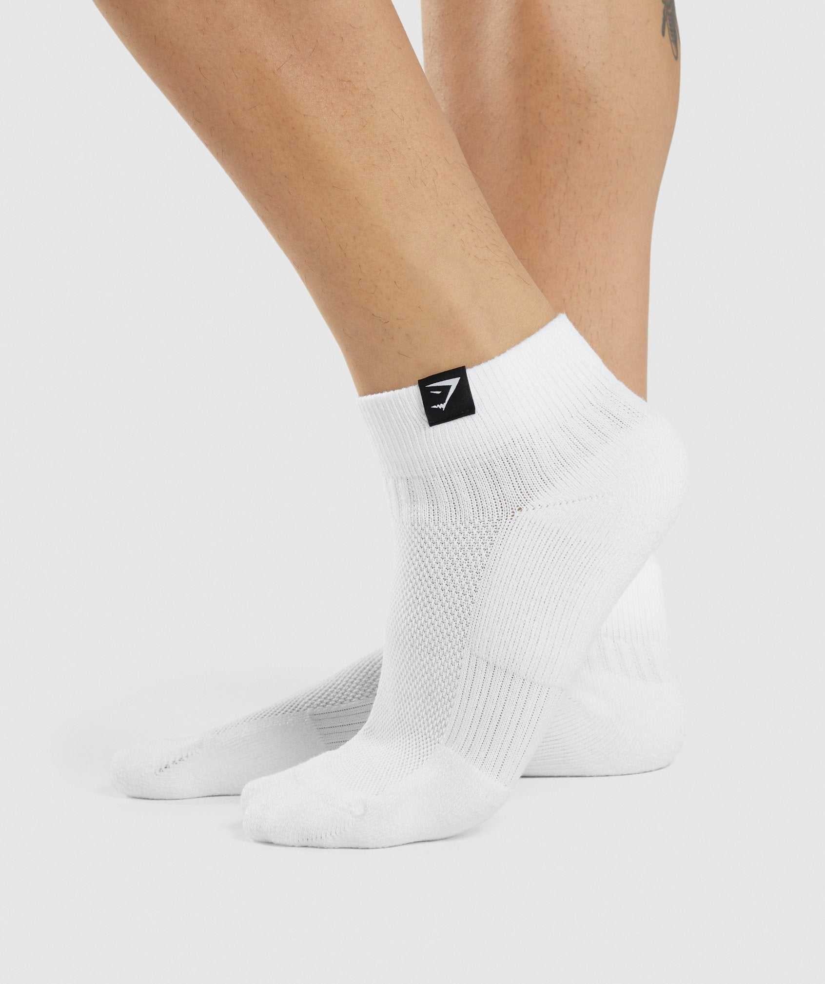 Gymshark Woven Tab Sneaker Socks 3pk Accessoires Wit | RMAD92860