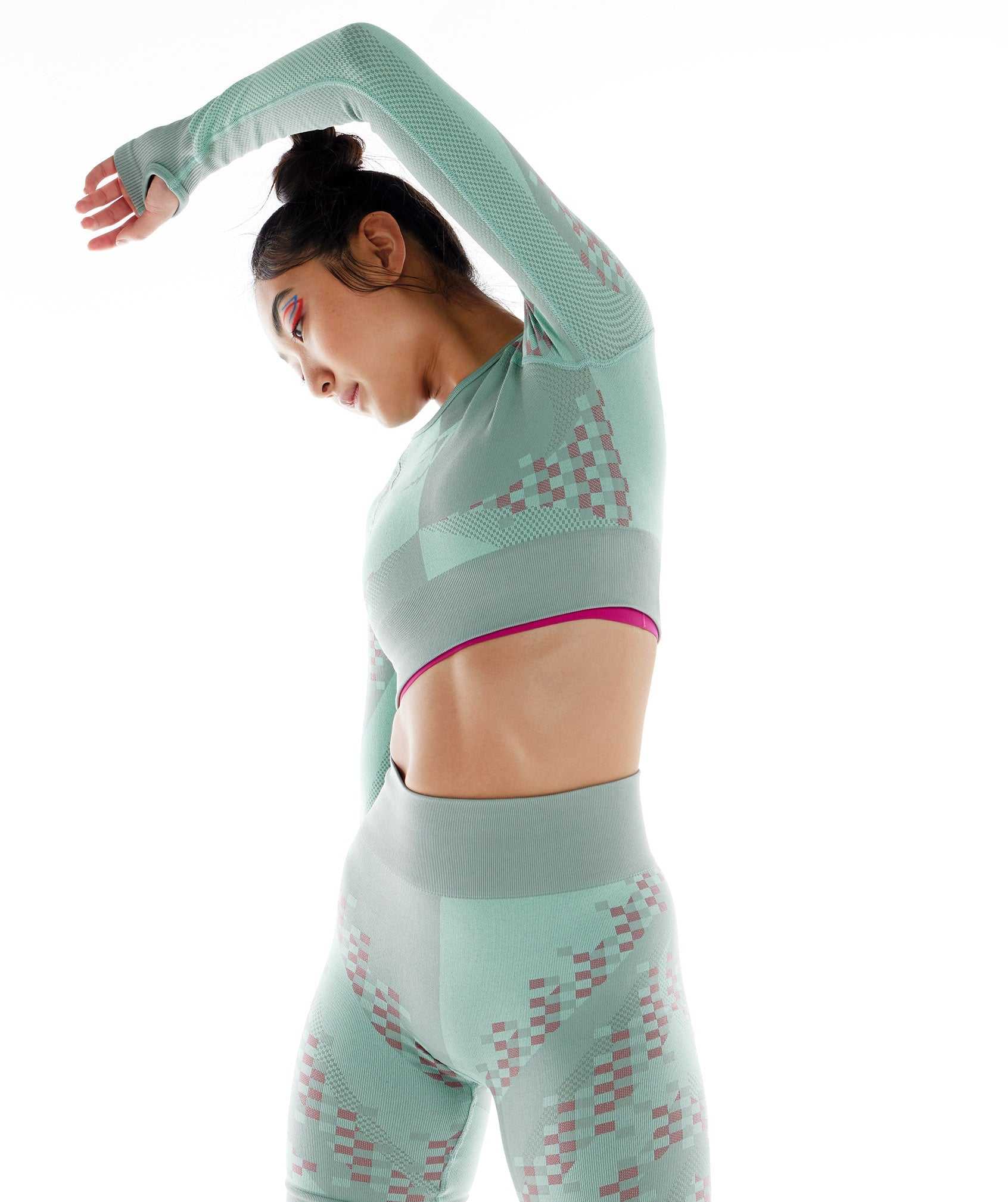 Gymshark Wtflex Cyborg Seamless Long Sleeve Crop Topjes Blauw Roze Blauw | JRWA98361