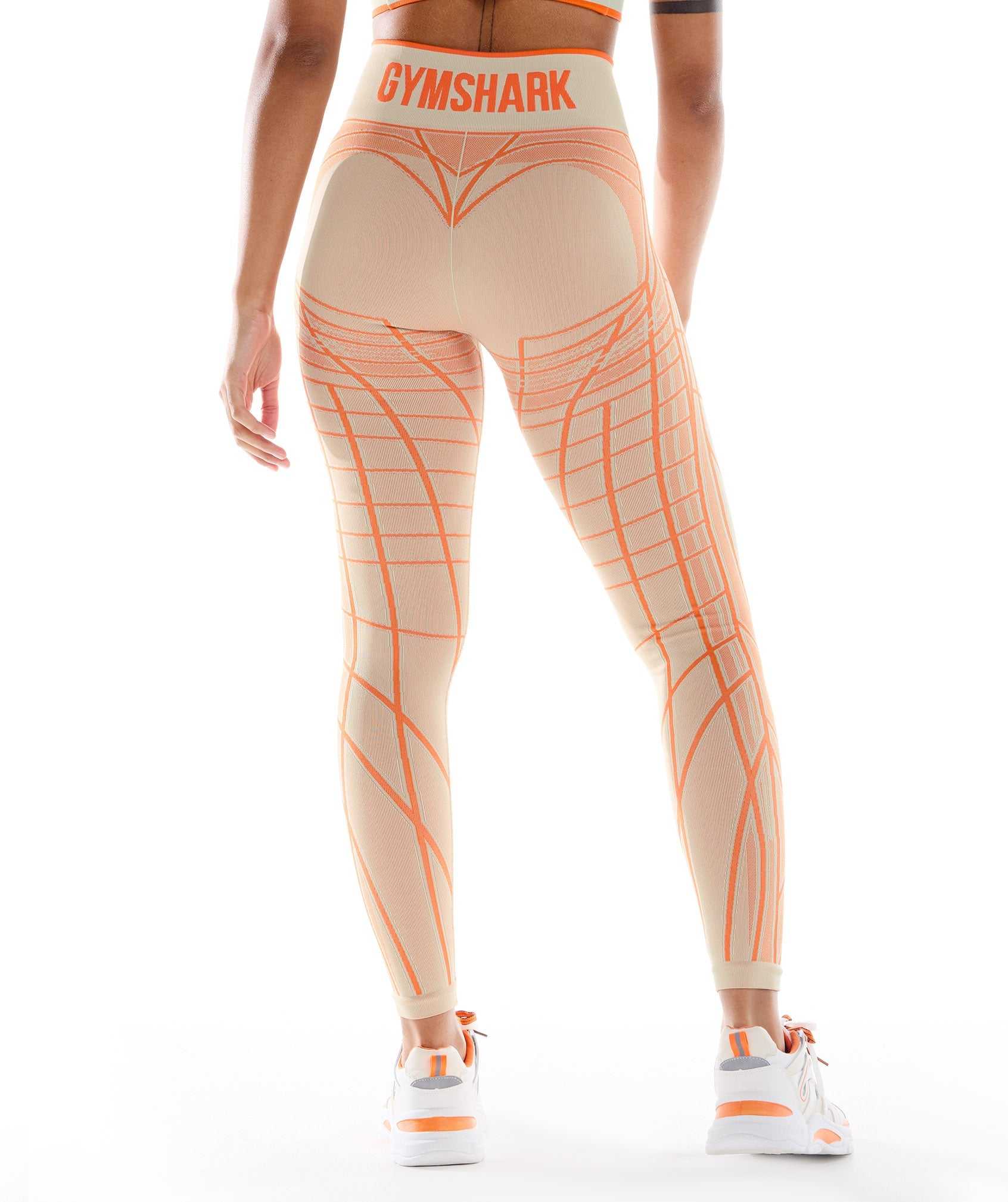 Gymshark Wtflex Linear Seamless Leggings Grijs Oranje Wit | SCDE79680