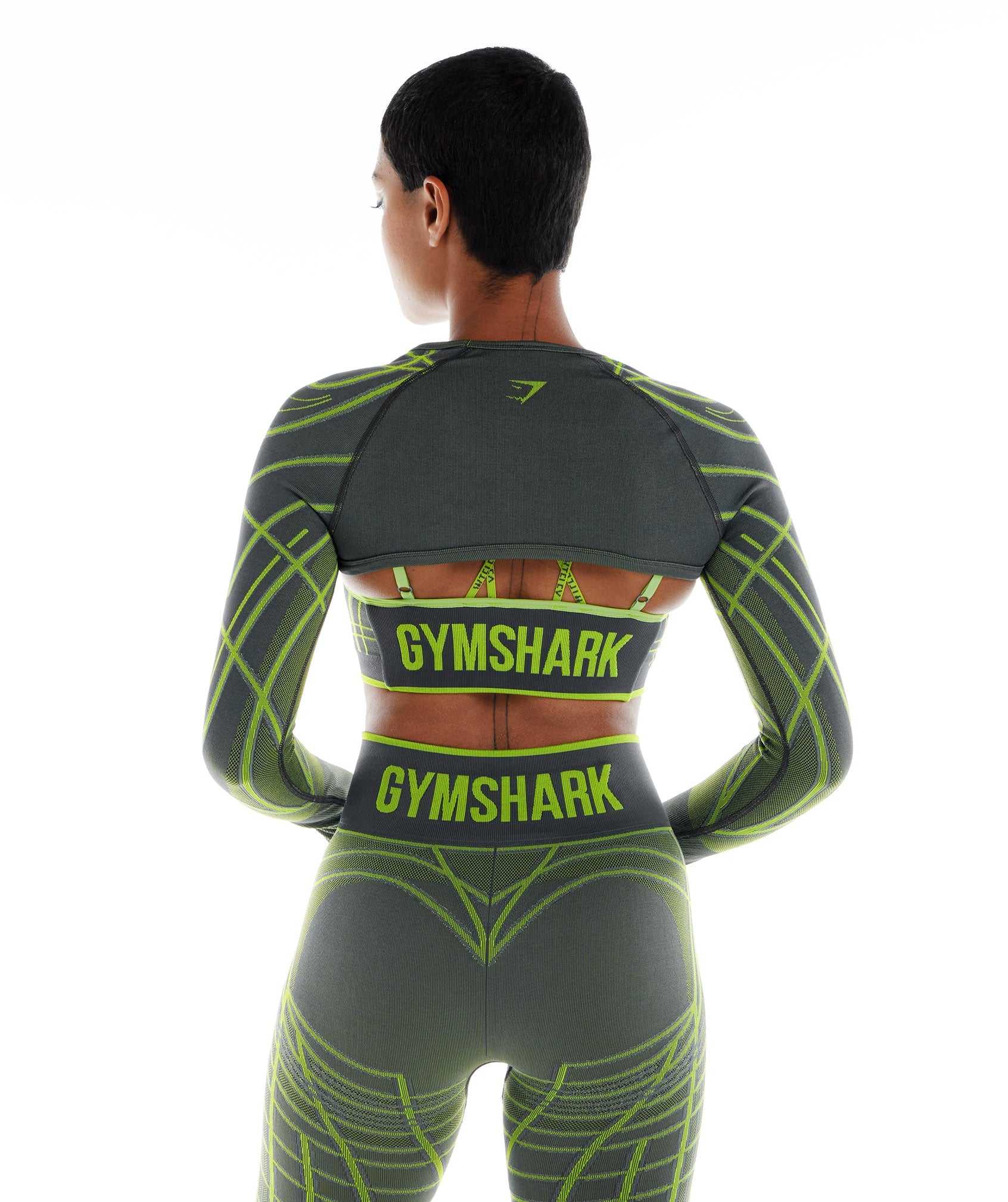 Gymshark Wtflex Linear Seamless Long Sleeve Shrug Pullover Grijs Groen Lichtgrijs | DBYI81746