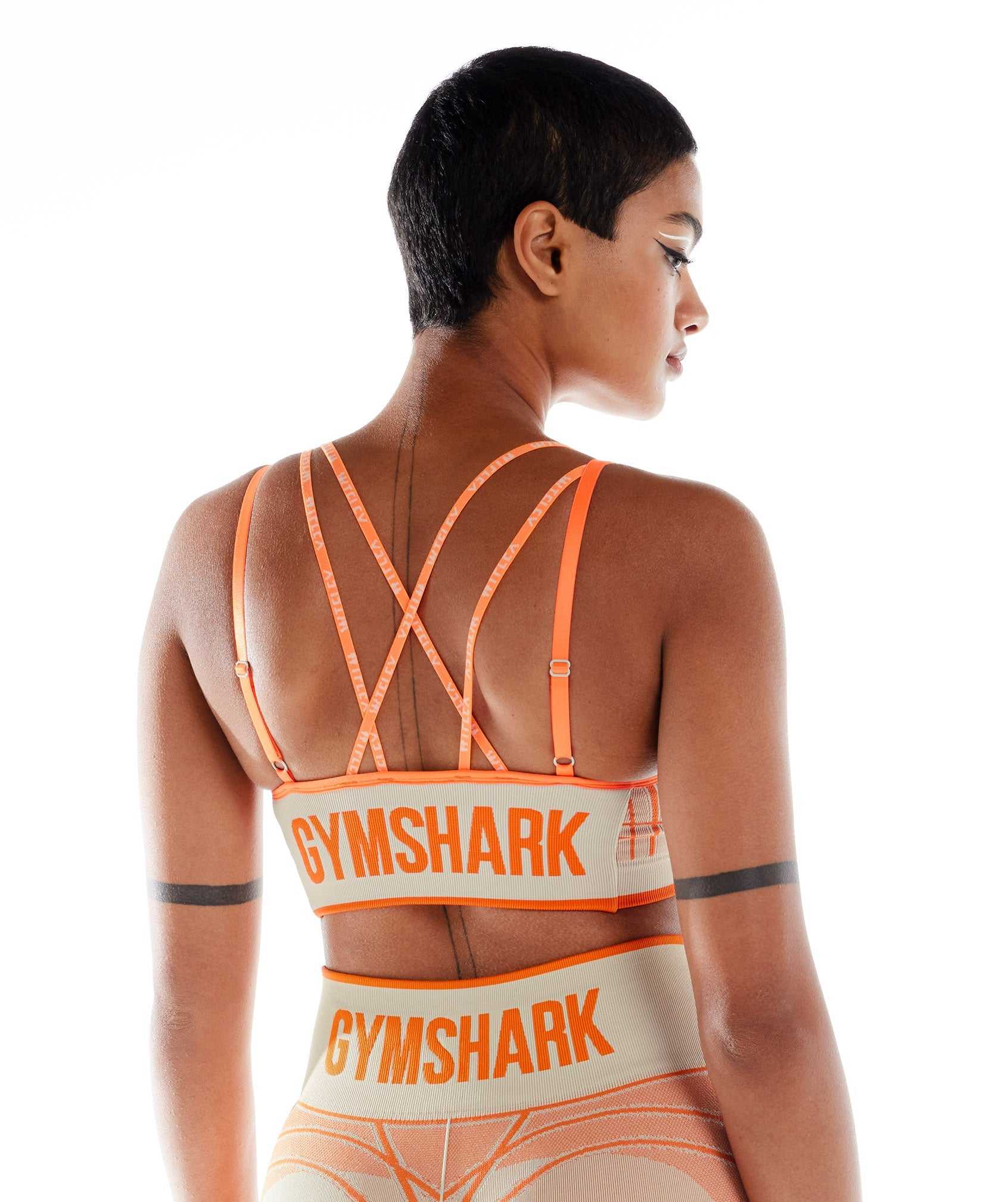 Gymshark Wtflex Linear Seamless Sport Bh Grijs Oranje Wit | XOGL56190